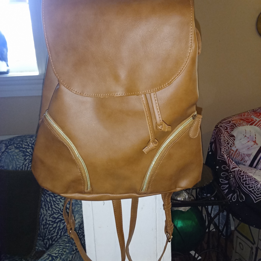 Elegant Tan Backpack for Women - Picture 2 of 4